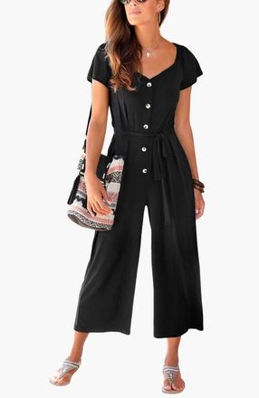 Lascana Womens Button Detail Jumpsuit in Black at Nordstrom, Size 2