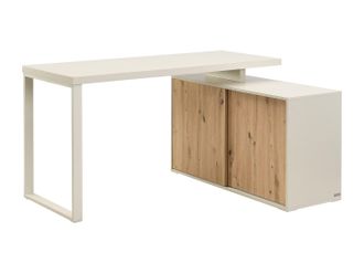 Vente-Unique Mesa esquinera con almacenamiento - MDF - Beige y natural - LONAMI