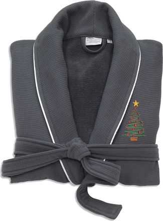 Linum Home Textiles Waffle Terry Embroidered Holiday Bath Robe