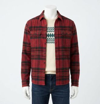 Faherty Legend Sweater Shirt In Red Cedar Plaid