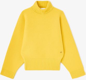 Ganni Yellow Turtleneck in Double Knit - Size XXS Wool