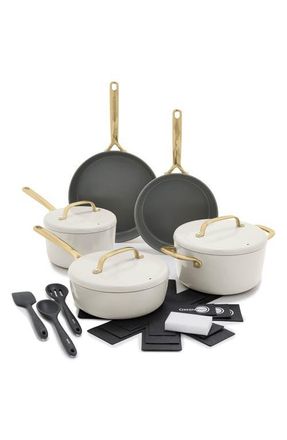GreenPan GP5 Infinite8 11-Piece Anodized Aluminum Ceramic Nonstick Cookware Set with Champagne Handles in Cream at Nordstrom