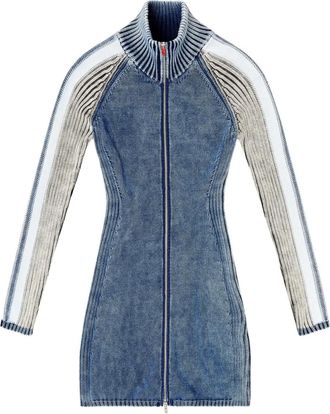 Diesel M-Estelle geribbelde mini-jurk met rits - Blauw