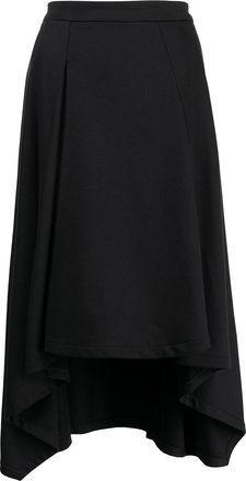 Shanshan Ruan asymmetric pleated skirt - women - Cotton/Viscose - 38 - Black