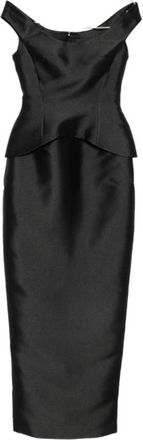 Solace London Pieta Maxi Jurk - Dames - Feestkleedjes - Zwart - 2XS - Polyester - Kleedjes