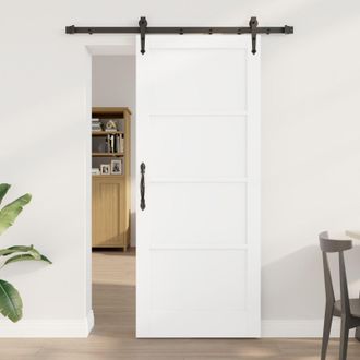 Berkfield Home Sliding Door with Hardware Set ORKDALWhite Solid Wood Pine