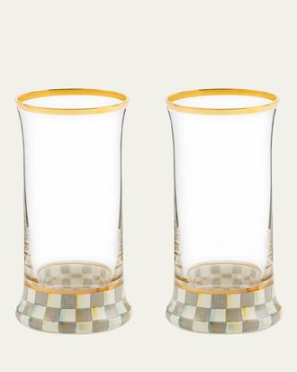 MacKenzie-Childs Sterling Check Highball Glass, Set of 2
