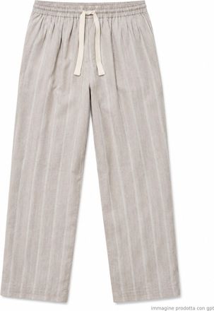 East Harbour Surplus Light Grey Oxnard Striped Linen Trousers