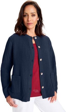 Jessica London Boxy Stitch Cardigan in Navy at Nordstrom, Size 12