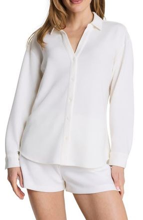 Spanx AirEssentials Oversize Button-Up Shirt in Powder at Nordstrom, Size X-Large