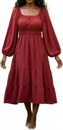 She + Sky Womens Long Sleeve Woven Tiered Dress In Red Brick