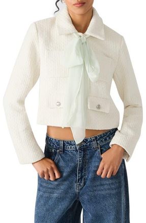 Steve Madden Alise Crop Knit Jacket in Ivory at Nordstrom, Size X-Large