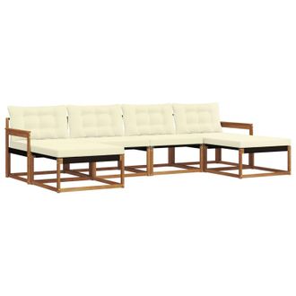vidaXL Conjunto De Sof&aacute;s De Exterior Con Coj&iacute;n 6 Pcs Natural Y Crema Vidaxl