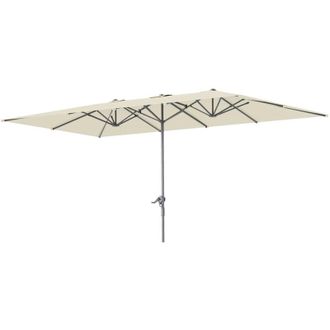 OUTSUNNY Sombrilla Doble 4,5x2,6 M Sombrilla Terraza Exterior Con Manivela Poste De Aluminio Impermeable Y Protecci&oacute;n Uv50+ Para Terraza Playa Crema - Outsunny