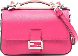 Fendi 2010-2025 Micro Bicolor Leather Flowerland Double Baguette satchel - Pink