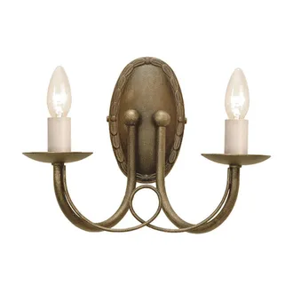 Netlighting Minster 2 Light Indoor Candle Wall Light Black Gold E14
