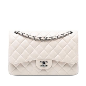 Chanel Pre-owned Womens Jumbo Classic Lambskin Double Flap - Ivory Leather - One Size