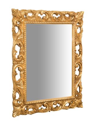 Biscottini International Espejo De Pared De Colgar En Madera Con Acabado De Hoja De Oro Antiguo Hecho En Italia