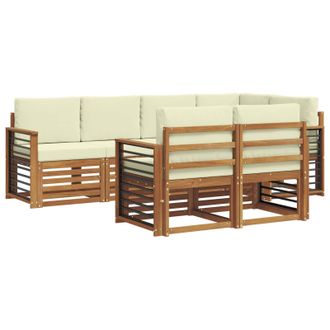 vidaXL Conjunto De Sof&aacute; Seccional Con Coj&iacute;n 7 Pcs Natural Y Crema Vidaxl