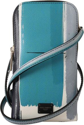 Dolce & Gabbana Blue Leather Cross Body Neck Strap Card Slot Phone Mens Pocket