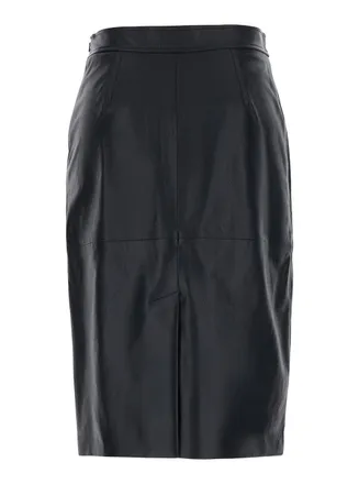 Max Mara Womens Skirt Timore Black Leather Lamb