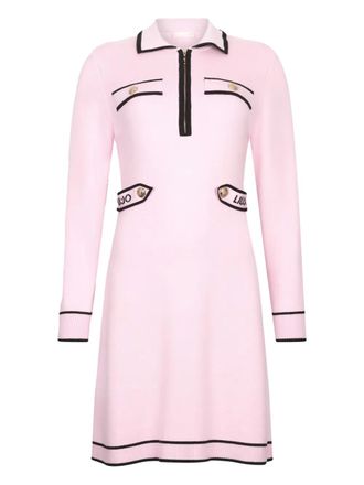 Liu Jo Gestreepte mini-jurk met polokraag en rits - Roze