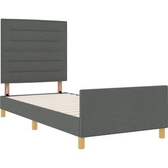 vidaXL Vidaxl - Estructura De Cama Con Cabecera Gris Oscuro 100 X 200 Cm Tela