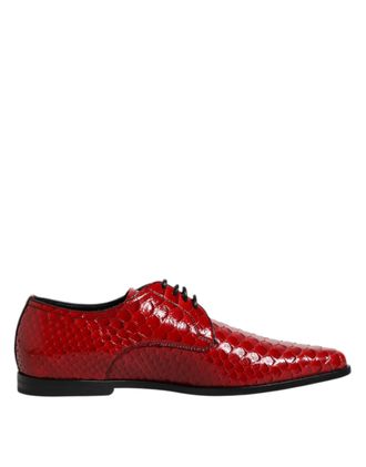 Dolce & Gabbana Red Exotic Leather Lace Up Dress Derby Mens Shoes