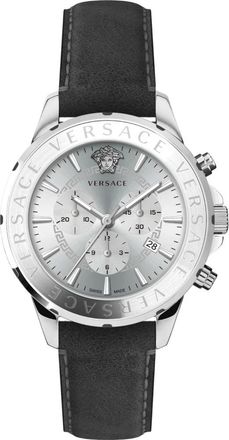 Versace Chronograph Signature 44mm - Heren - Horloges - Zwart - ONE Size - Leer - Accessoires