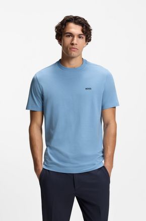 Boss Green by Hugo Boss Rundhalsshirt BOSS GREEN Tee, Herren, Gr. 4XL, open blau469, Single Jersey, Obermaterial: 95% Baumwolle, 5% Elasthan, regular fit h&uuml;ftlang, Rundhals, 
