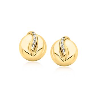 Ross-Simons 18kt Gold Over Sterling Puffy Round Earrings With Diamond Swirls