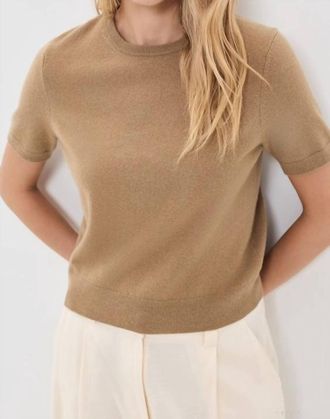 Vince Wool & Cashmere-Blend Short-Sleeve Sweater In Carmello