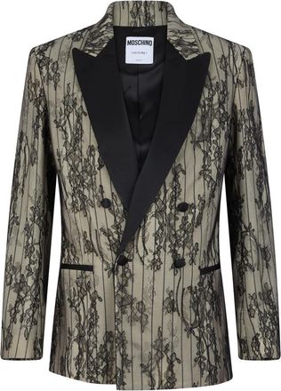 Moschino Dubbelrijige kanten blazer - Heren - Blazers - Veelkleurig - L - Katoen - Jassen