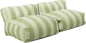 Oviala Conjunto modular de jard&iacute;n con 2 sillones a rayas en verde cactus