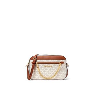 Michael Kors Jet Set Large East-West Zip Chain Crossbody Tas - Dames - Tassen - Beige - Maat: ONE Size Poliester