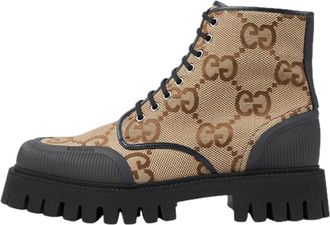 Gucci Lace Up Boot Maxi GG Camel 699970-UKOF0-2590