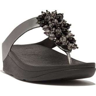 FitFlop Fino Bauble-bead toe-post sandals in Pewter Black at Nordstrom, Size 11