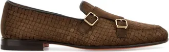 Santoni Beige Woven Loafers