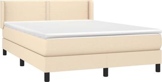 vidaXL Cama Box Spring Con Colch&oacute;n Tela Color Crema 140x190 Cm Vidaxl