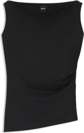 BOSS Cowl-neck asymmetric top in mercerized cotton