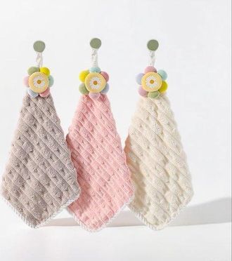 OEM Juego De 3 Toallas Absorbentes De Forro Polar Coral, De 35 X 35 Cm, Para Colgar, Ideales Para El Hogar, La Cocina Y El Ba&ntilde;o