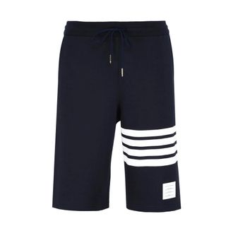 Thom Browne Loopback 4-Bar Sweatshorts - Heren - Korte broeken - Blauw - Maat: L Katoen