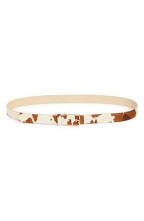 Nordstrom Yvette Genuine Calf Hair Belt in Brown White Cow- Gold at Nordstrom, Size X-Small