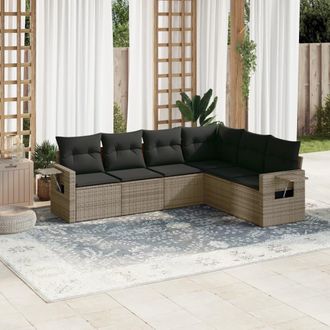 vidaXL Set De Muebles De Jard&iacute;n 6 Pzas Y Cojines Rat&aacute;n Sint&eacute;tico Gris Vidaxl