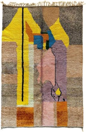 AFK Living Alfombra marroquí abstracta de lana multicolor 200 x 308 cm
