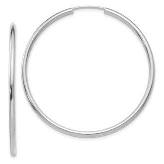 Diamond2Deal 10k White Gold Round Endless Hoop Earrings 2.06g