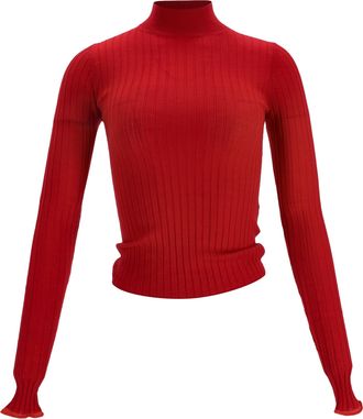 Acne Studios Ribbed-Knit Sweater in Red Wool