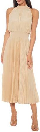 OLEG CASSINI Pleated Midi Dress in Champagne at Nordstrom Rack, Size 12
