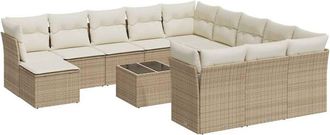 vidaXL Set Sof&aacute;s De Jard&iacute;n Con Cojines 13 Pzas Rat&aacute;n Sint&eacute;tico Beige Vidaxl
