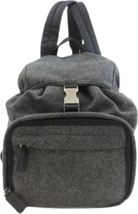 Prada Pre-owned Vintage Wool Rugzak - Dames - Vintage Rugzakken - Grijs - ONE Size - Wol - Vintage
